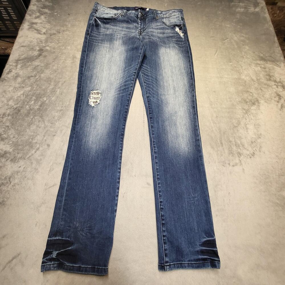VIGOSS Jeans Juniors 11 Blue Medium Wash Skinny Slim Distressed Stretch Pockets